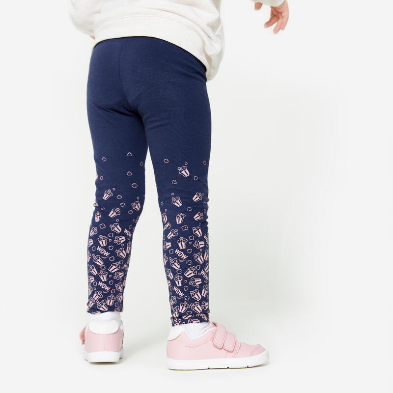 Basic legging voor kinderen katoen blauw roze met motief