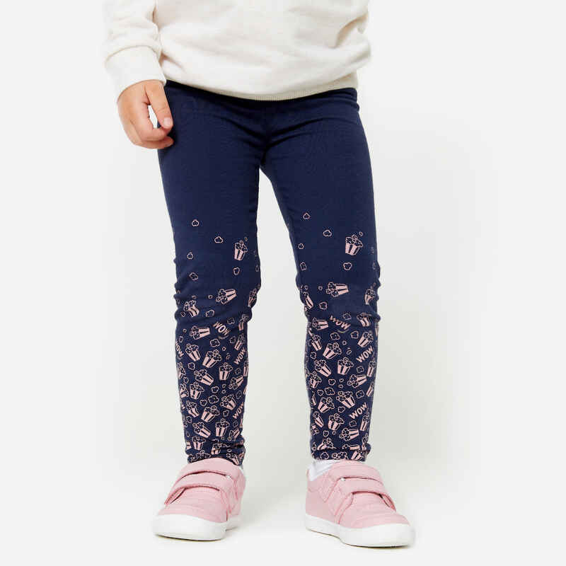 Baby Basic Cotton Leggings - Blue/Pink with Patterns