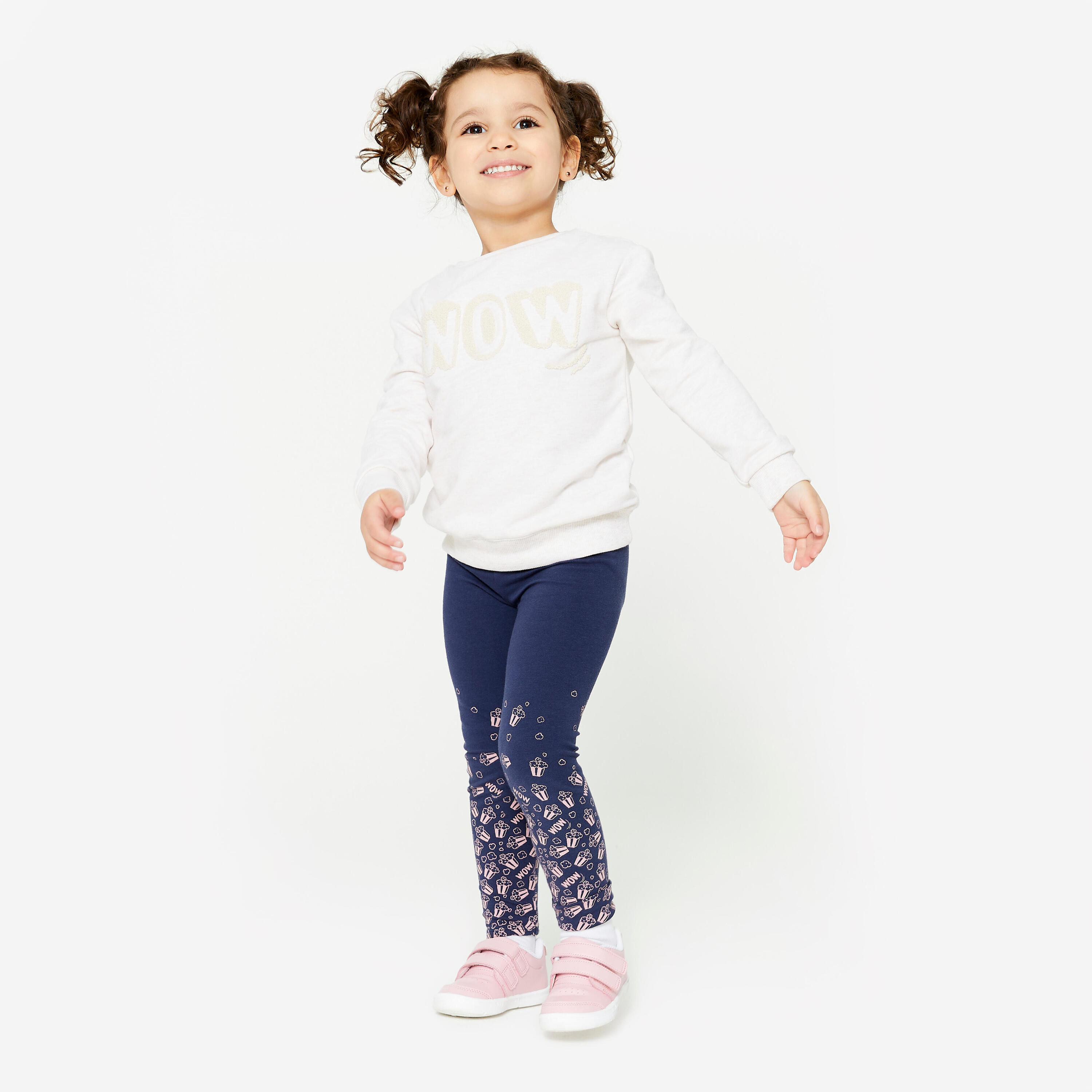 Baby Basic Cotton Leggings - Blue/Pink with Patterns 2/4