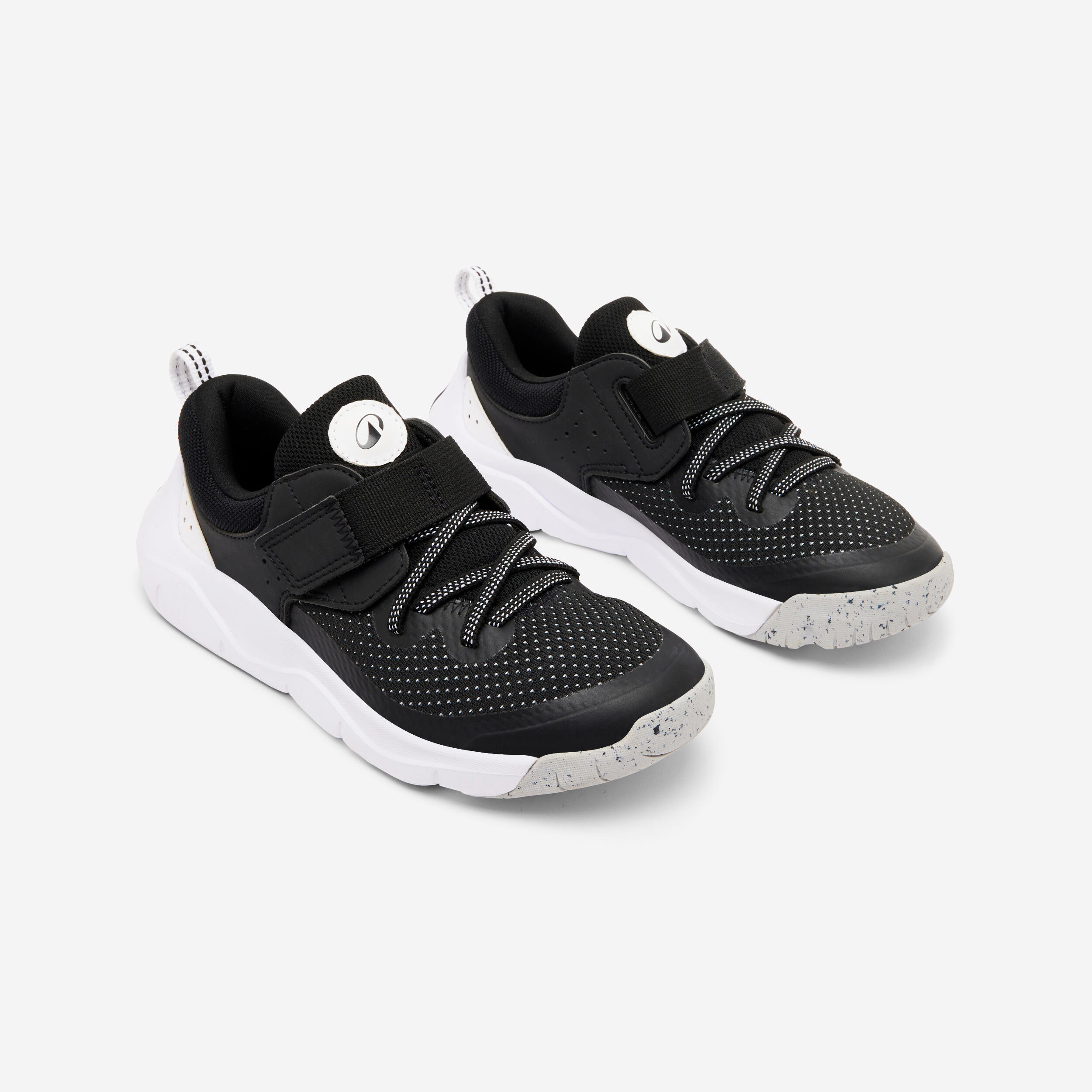 Chaussures a scratch et lacets elastiques legeres enfant Playful Fast Noir Decathlon