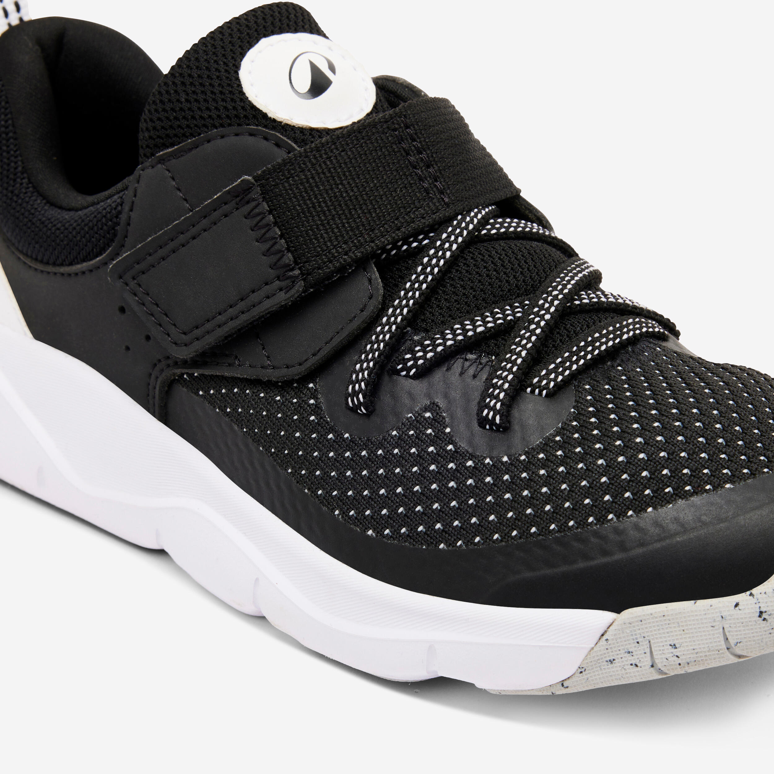 Kids' Lightweight Rip-Tab and Elasticated Laces Shoes Playful Fast - Black 3/8