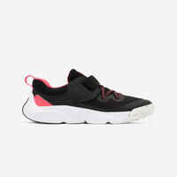 Kids' Lightweight Rip-Tab and Elasticated Laces Shoes Playful Fast - Black/Pink
