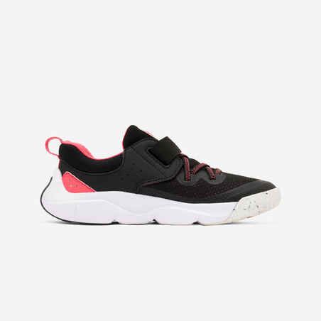 Kids' Lightweight Rip-Tab and Elasticated Laces Shoes Playful Fast - Black/Pink