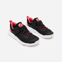 Kids' Lightweight Rip-Tab and Elasticated Laces Shoes Playful Fast - Black/Pink
