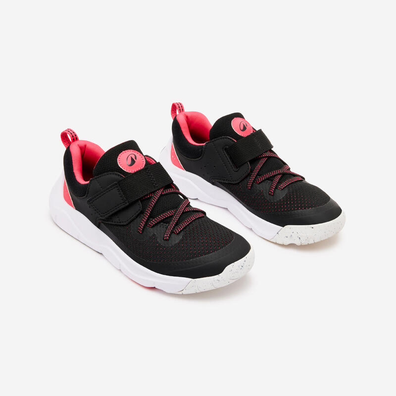 Scarpe da ginnastica bambino PLAYFUL FAST con strap e lacci elastici nero-rosa