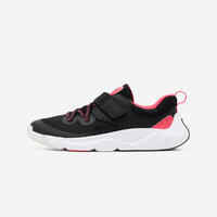Kids' Lightweight Rip-Tab and Elasticated Laces Shoes Playful Fast - Black/Pink