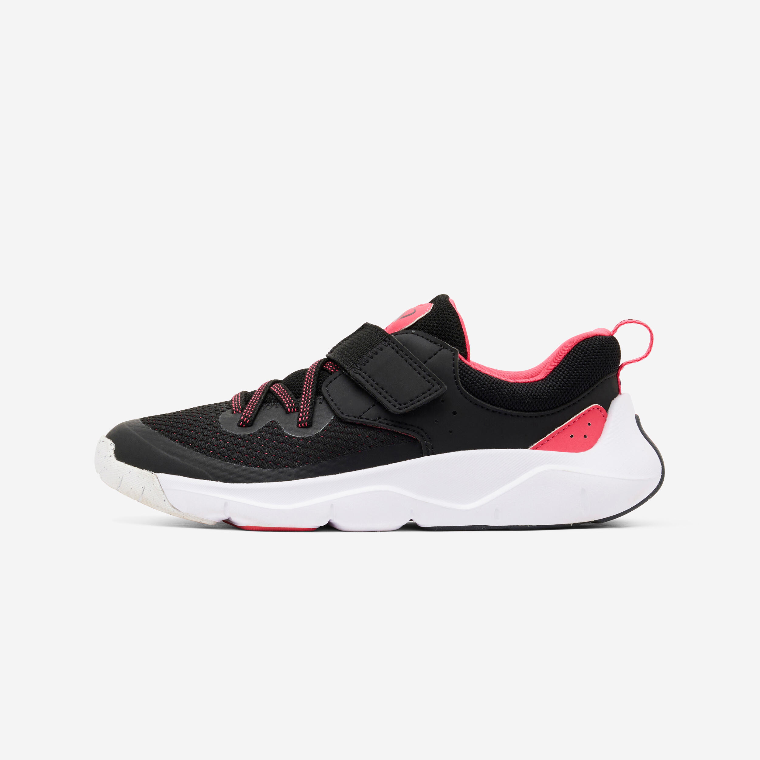 Kids' Lightweight Rip-Tab and Elasticated Laces Shoes Playful Fast - Black/Pink