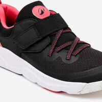 Kids' Lightweight Rip-Tab and Elasticated Laces Shoes Playful Fast - Black/Pink