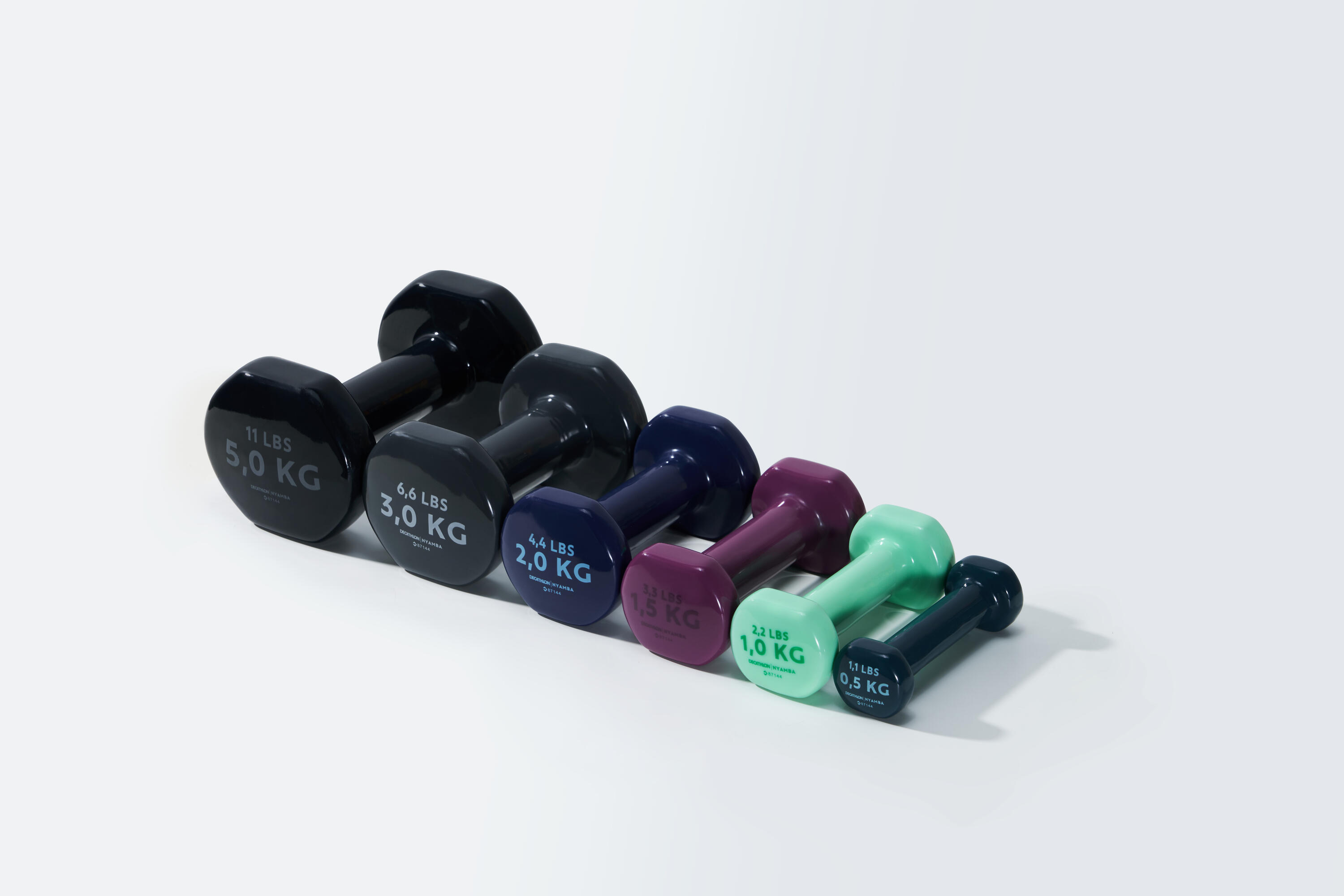 Haltere fitness 2*1 kg, verde, fontă parțial reciclată 8/11