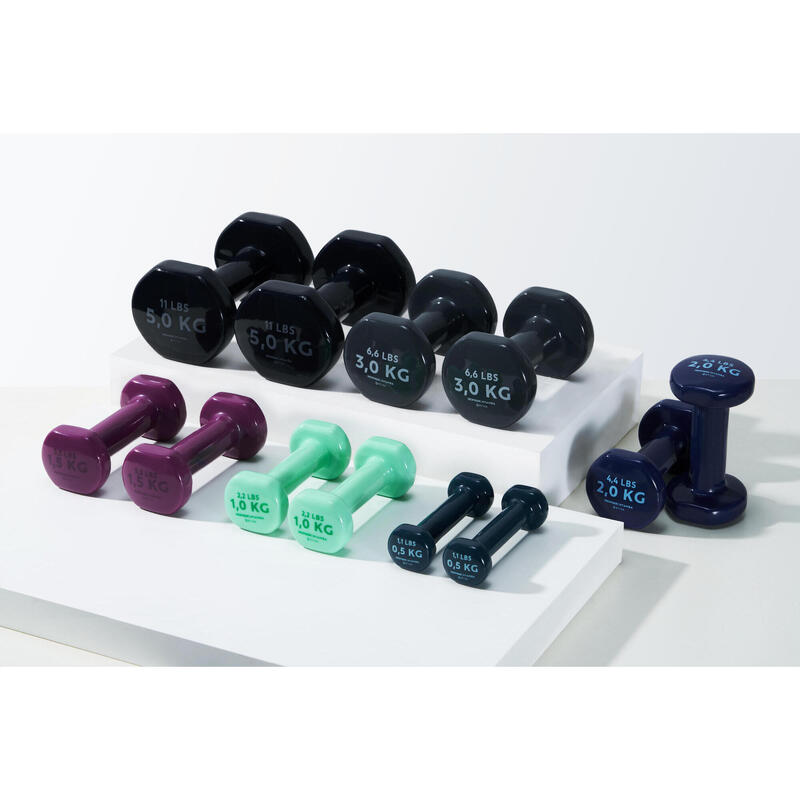Gantere fitness 2*2 kg, bleumarin, fontă parțial reciclată