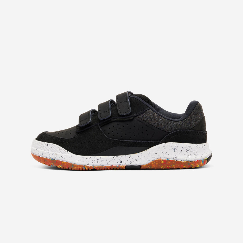 Chaussures multisport à scratchs en cuir enfant mixte, Playventure city noir