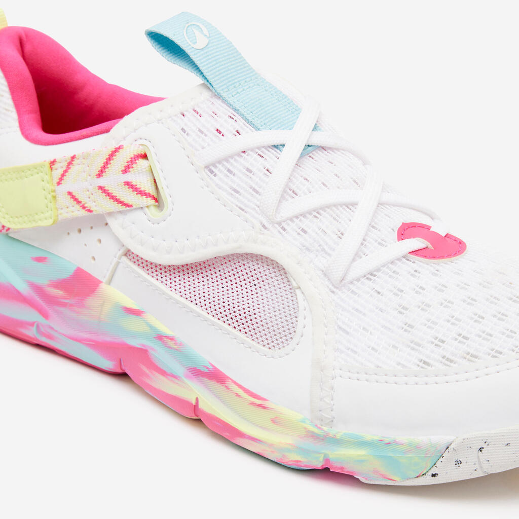 Tenis multideporte transpirables blanco con rosa para niños Playful Summer
