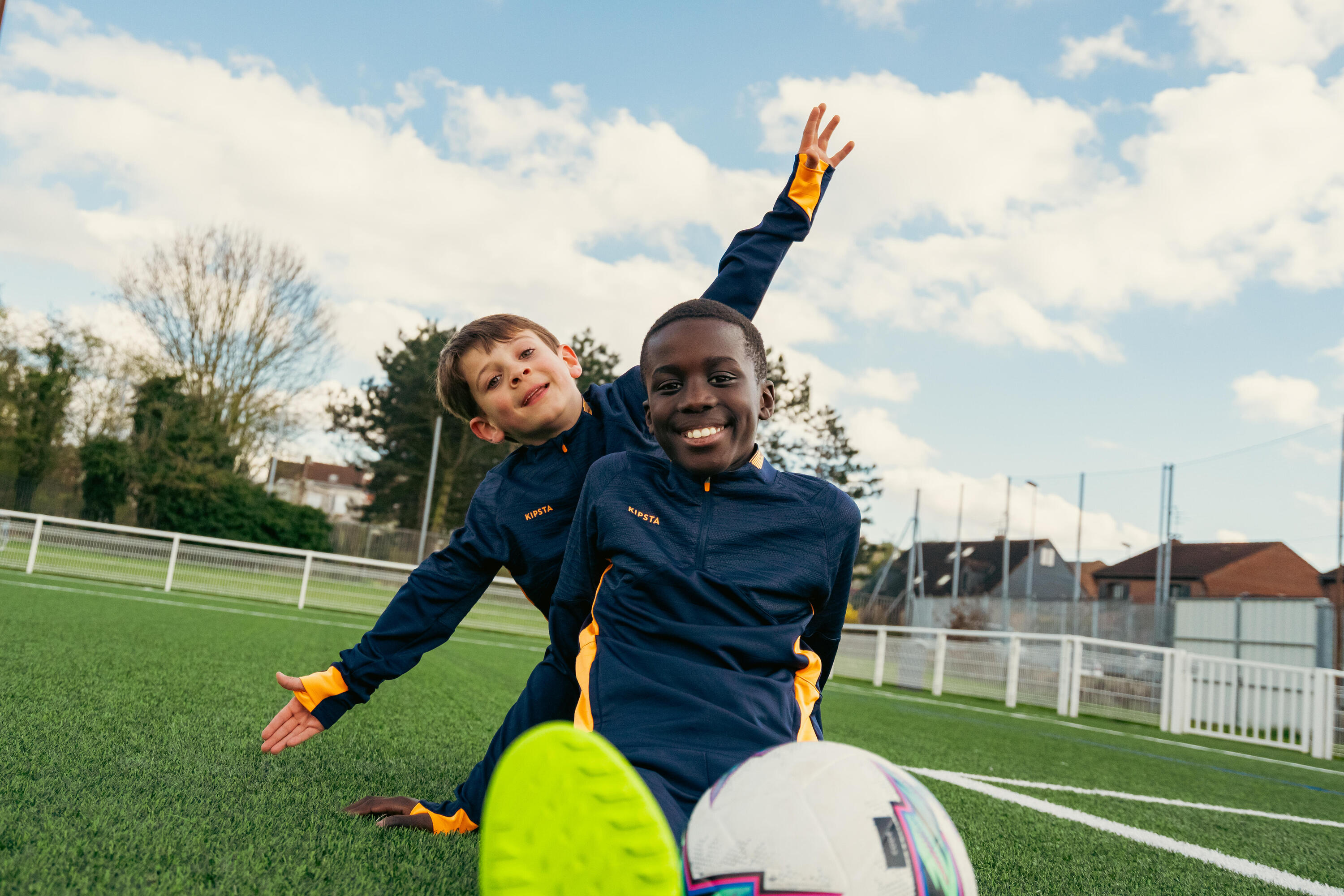 Pantalon de football clr junior orange et marine 12/13