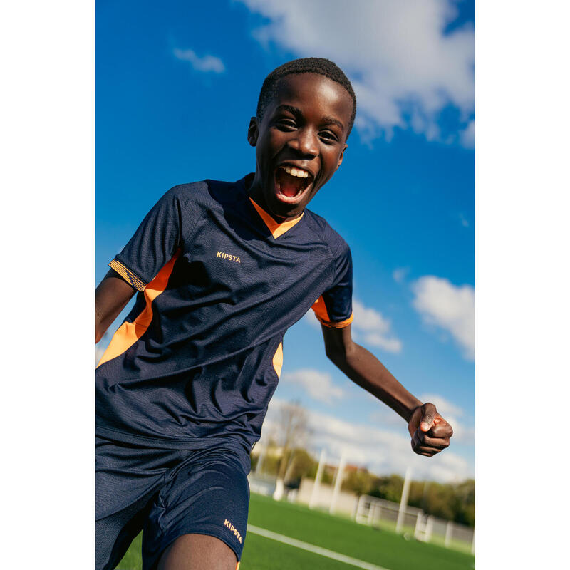Kinder Fussball Shorts - CLR marineblau/orange