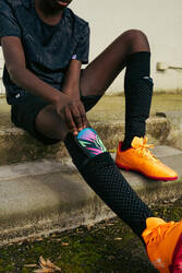 Kids' Football Socks + Shin Guards Easy Pocket