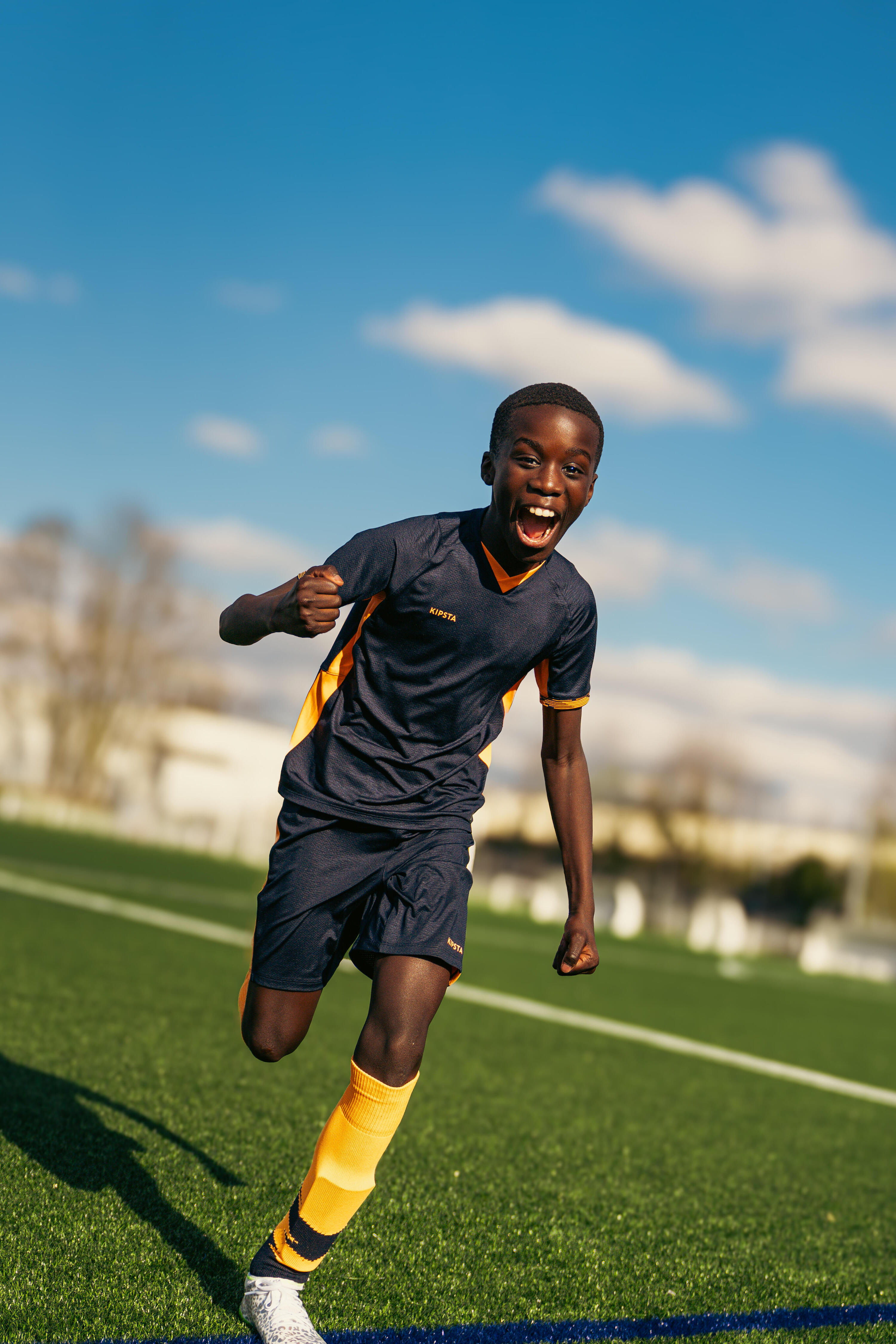 Kids' Football Shorts CLR - Navy & Orange 6/8
