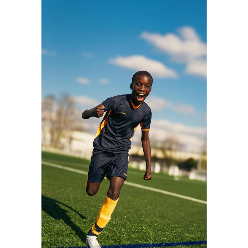 Kinder Fussball Shorts - CLR marineblau/orange