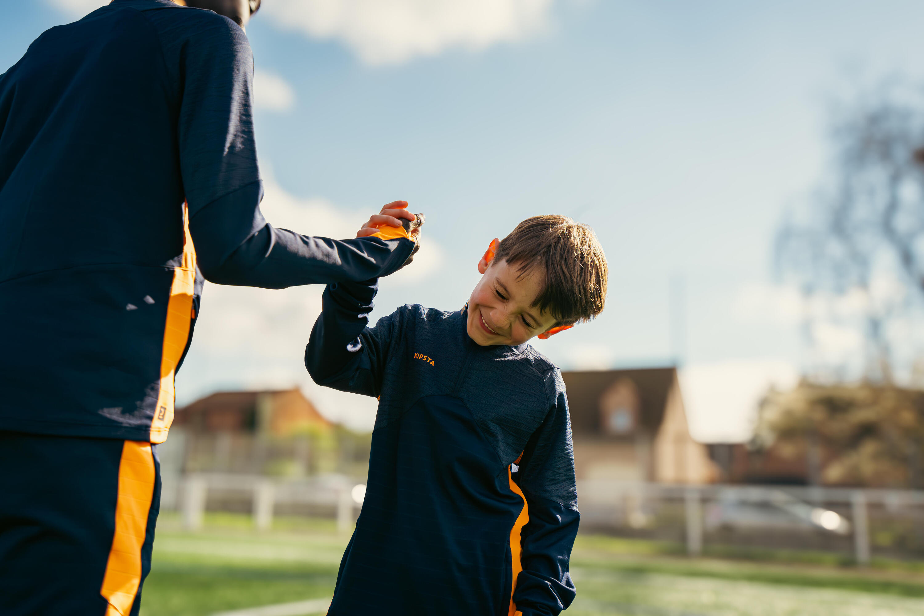 Kinder Fussball 1/2 Zip Sweatshirt - CLR marineblau/orange 12/12