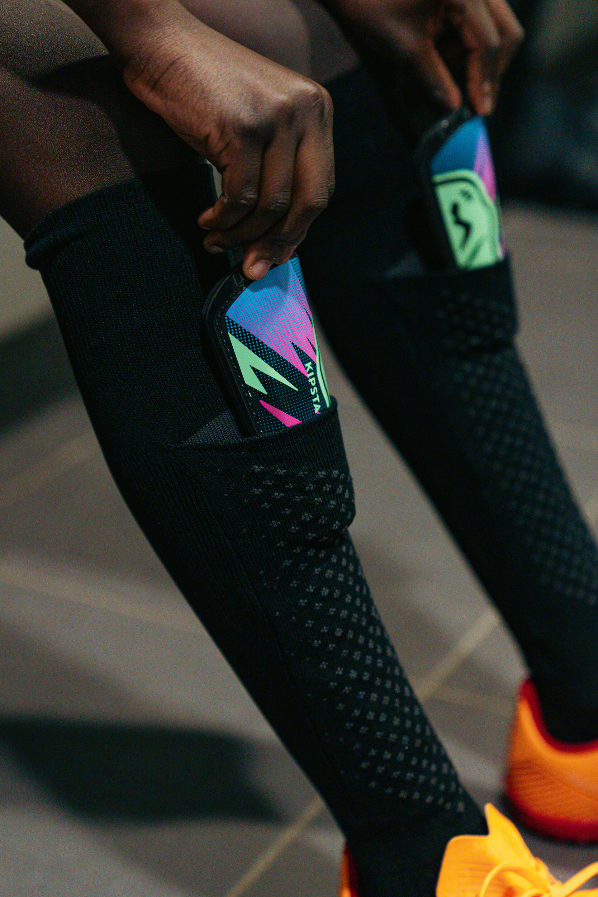 Kids' Football Socks Shin Guards Easy Pocket