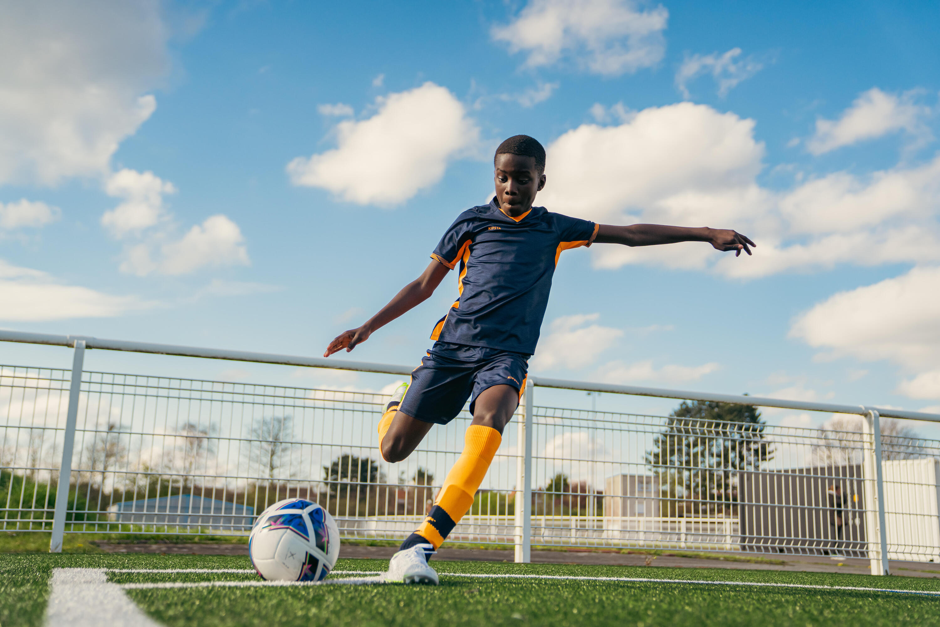 Kids' Football Shorts CLR - Navy & Orange 8/8