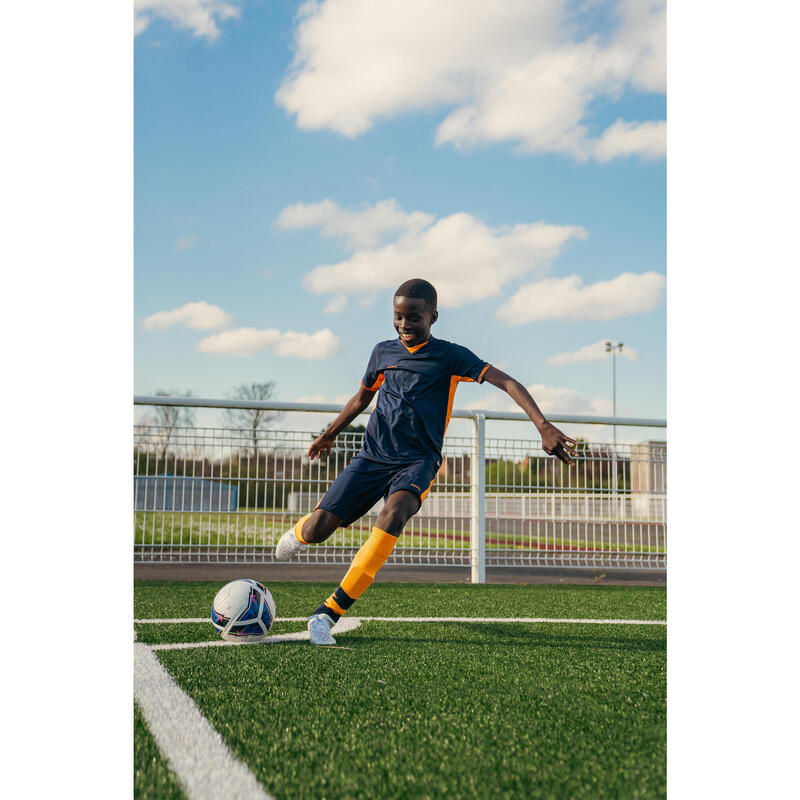 Voetbalshirt met korte mouwen voor kinderen CLR oranje/marineblauw