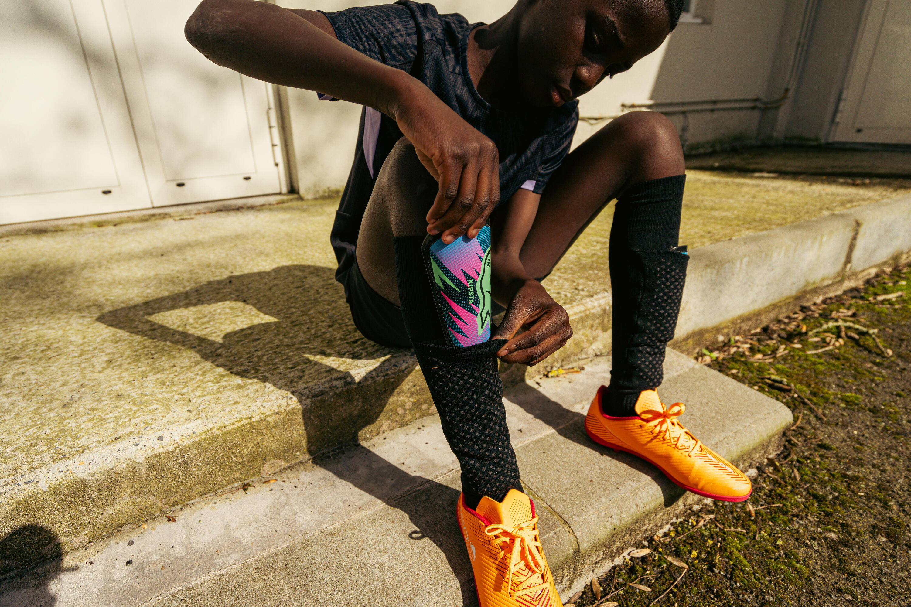 CHAUSSETTES DE FOOTBALL ENFANT EASY POCKET NOIRE 8/16