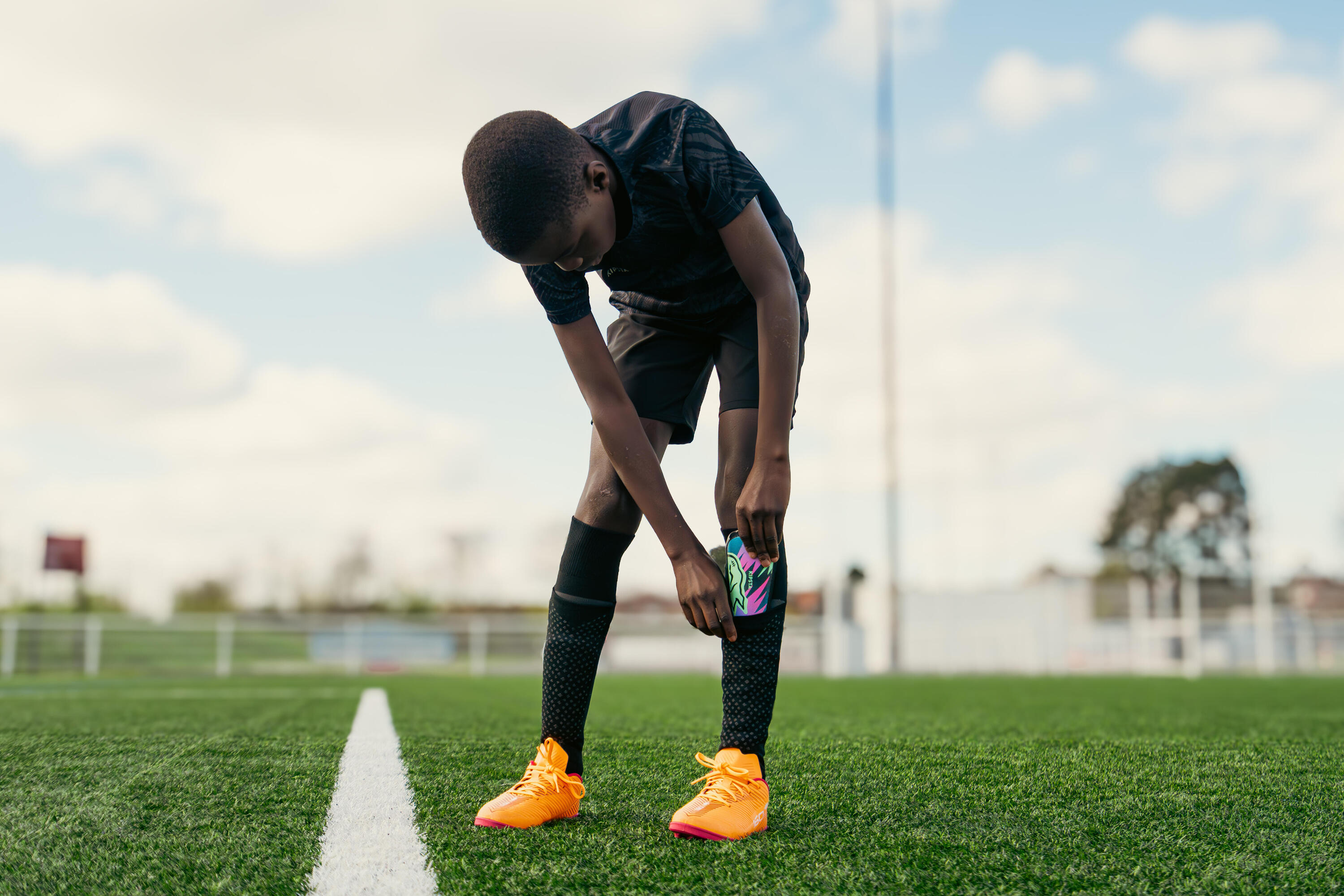 Chaussettes Sport Protège-tibias Football Avec Chaussettes