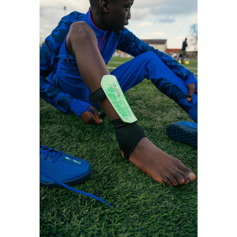 Protège-tibias de football enfant essential 140 vert