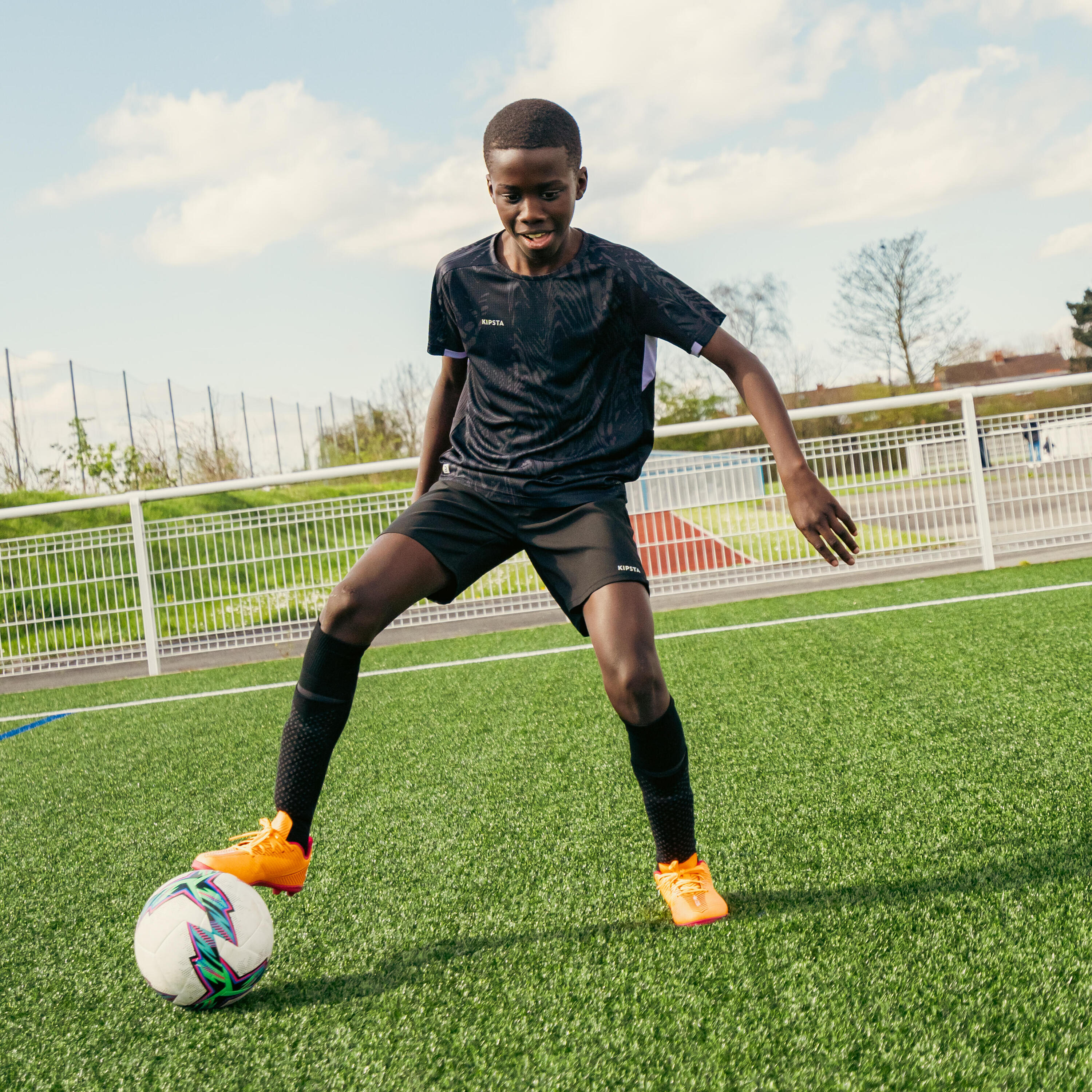 CHAUSSETTES DE FOOTBALL ENFANT EASY POCKET NOIRE 13/16