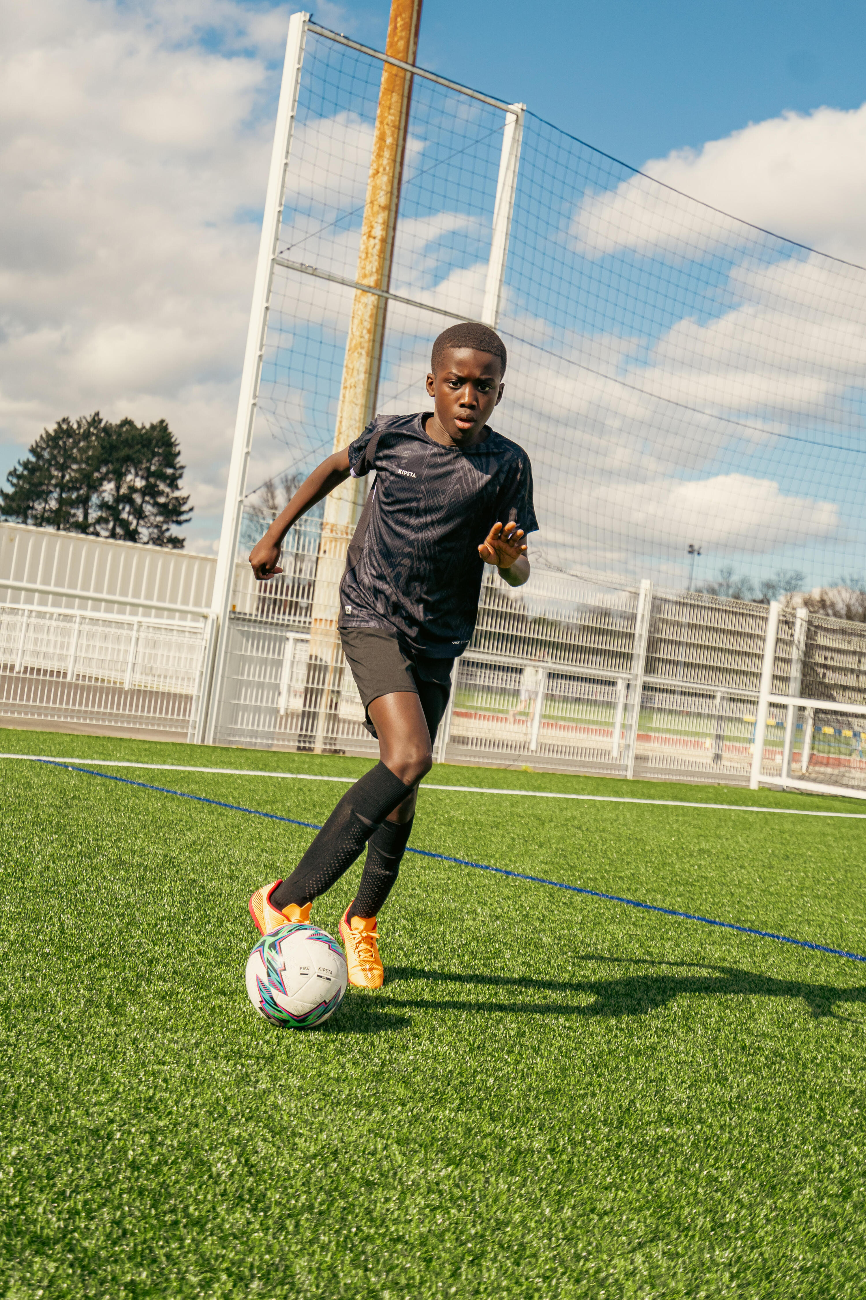 CHAUSSETTES DE FOOTBALL ENFANT EASY POCKET NOIRE 9/16