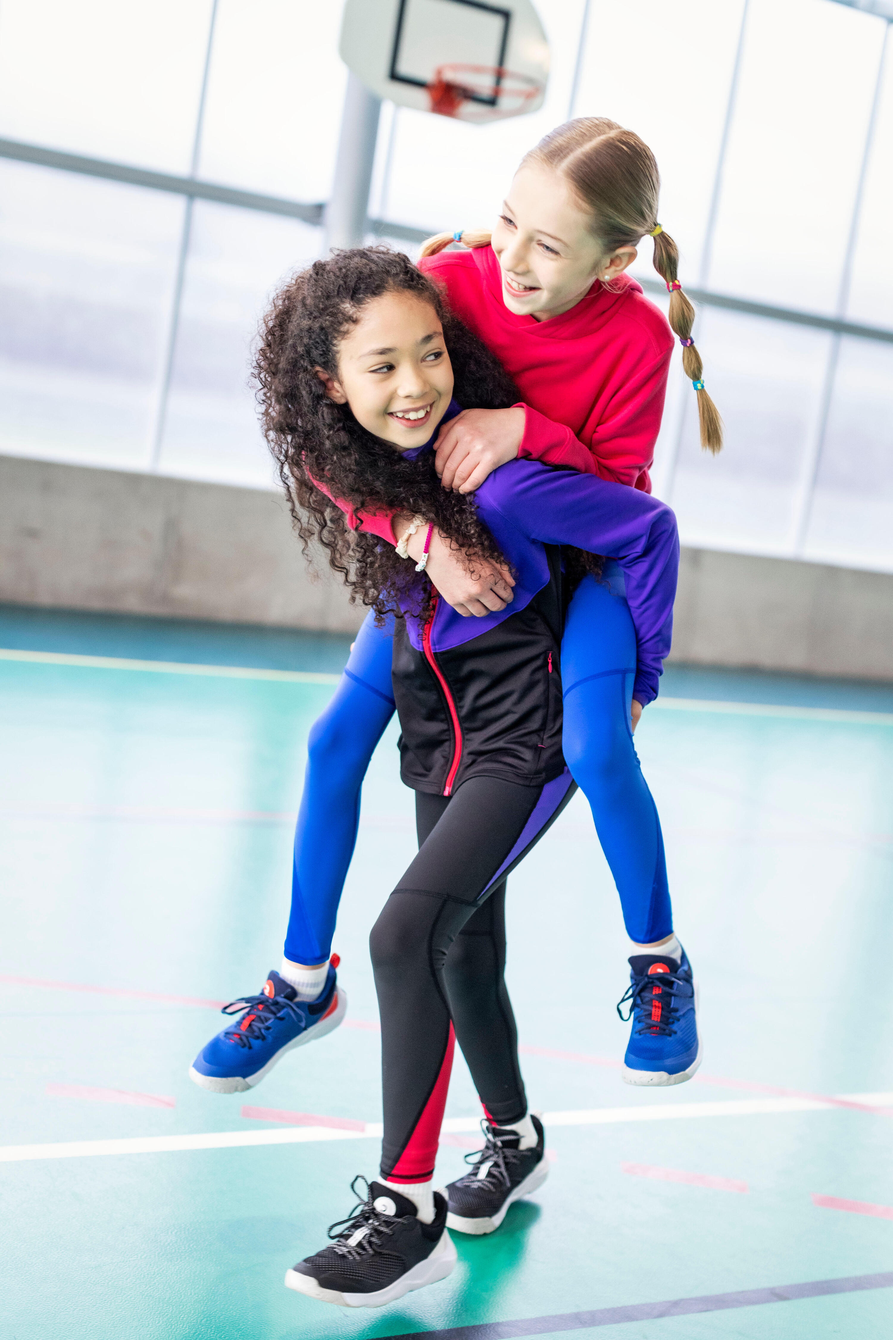 Leggings bambina ginnastica S 500 traspiranti vita alta neri 10/12