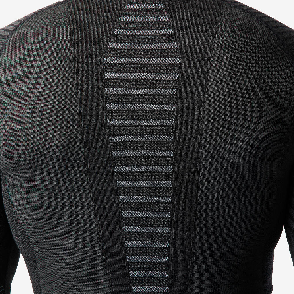 Men’s breathable wool thermal ski base layer top, BL900 - Black