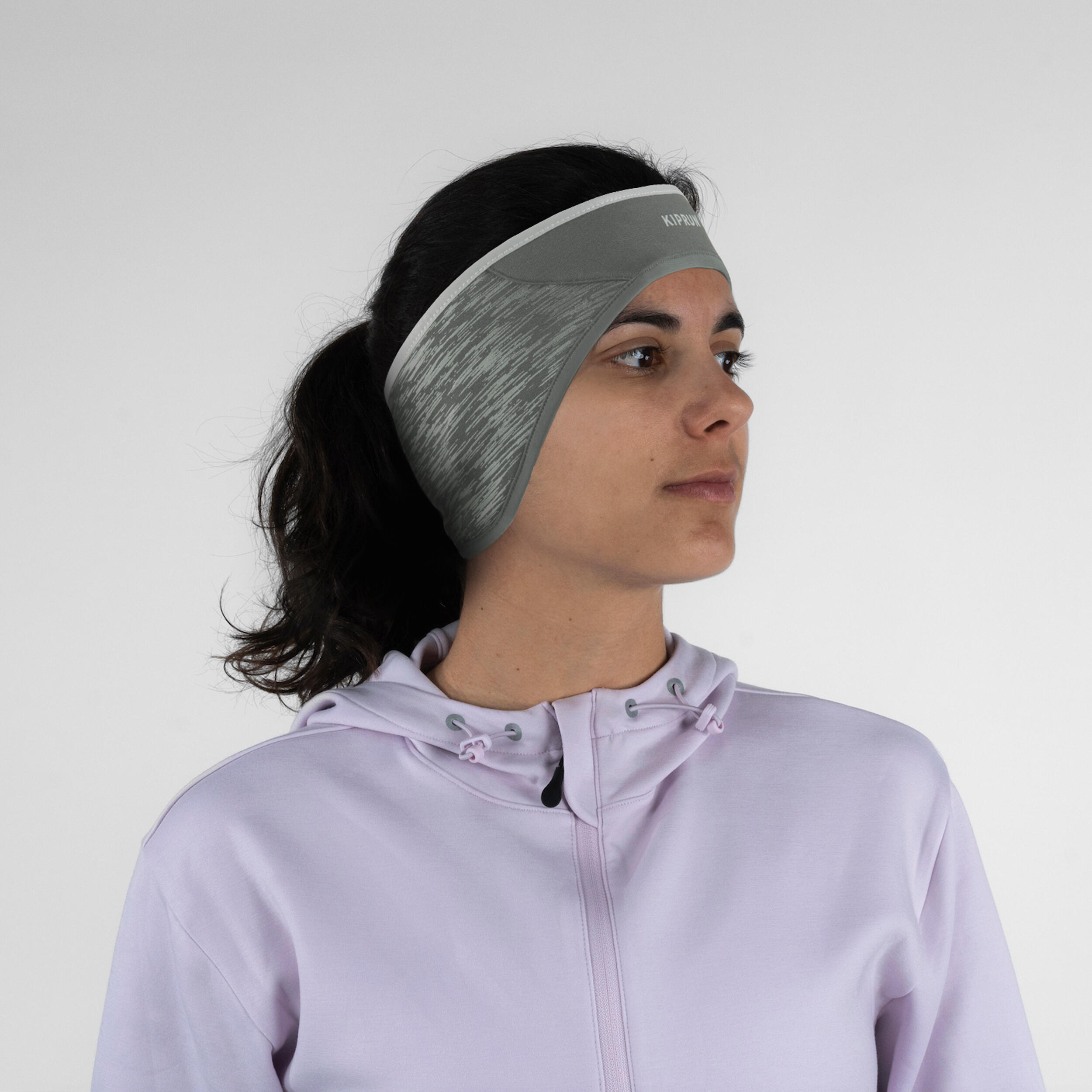 Lauf-Stirnband - Warm+ grau/khaki 4/6