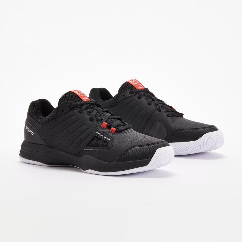 Erkek Tenis Ayakkabısı - Toprak Kort - Siyah/Tuğla Kırmızısı - TS 500