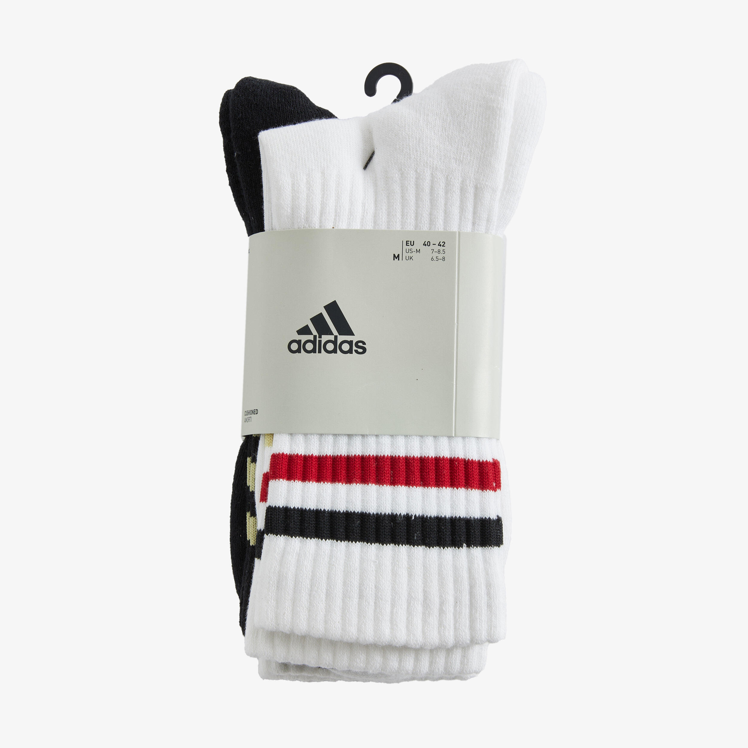 HIGH SPORTS SOCKS ADIDAS STRIPES BLACK GOLD 3 PACK