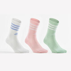 CHAUSSETTES DE SPORT HAUTES ADIDAS STRIPES VERT ROSE LOT DE 3