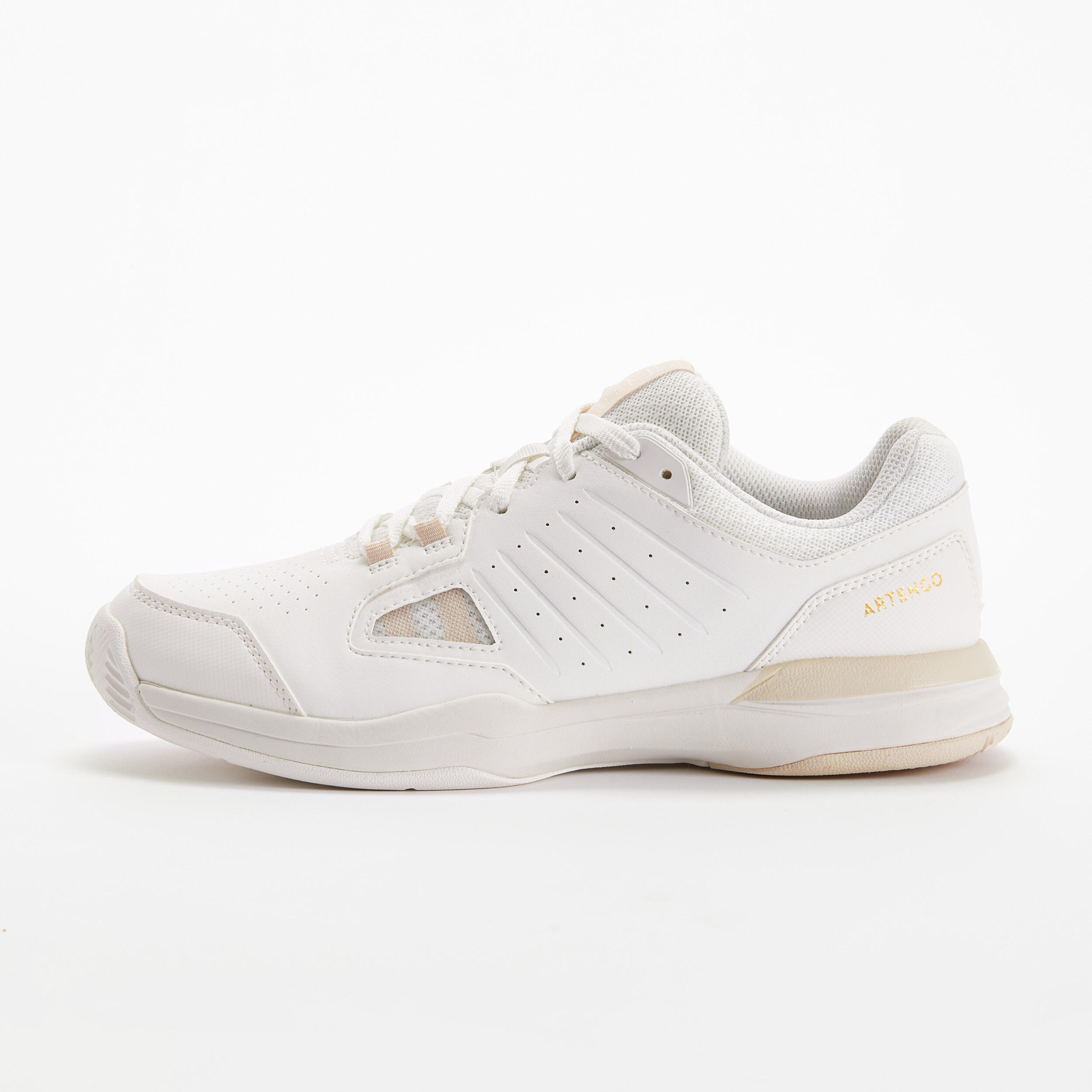 WOMEN'S CLAY TENNIS SHOES TS500 WHITE MAGNOLIA