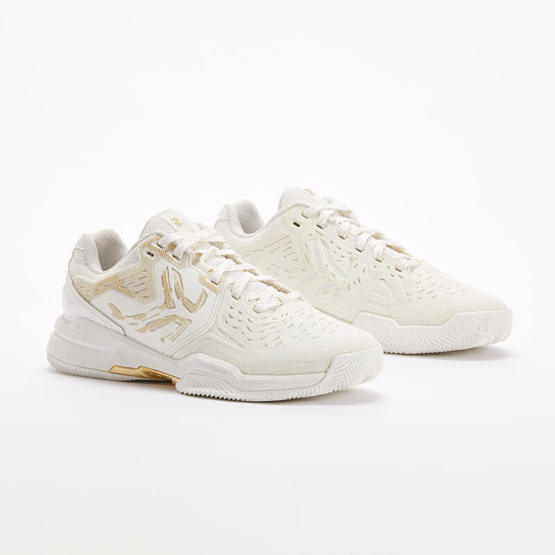 Women's Multi-Court Tennis Shoe Strong - Off-White/Gold