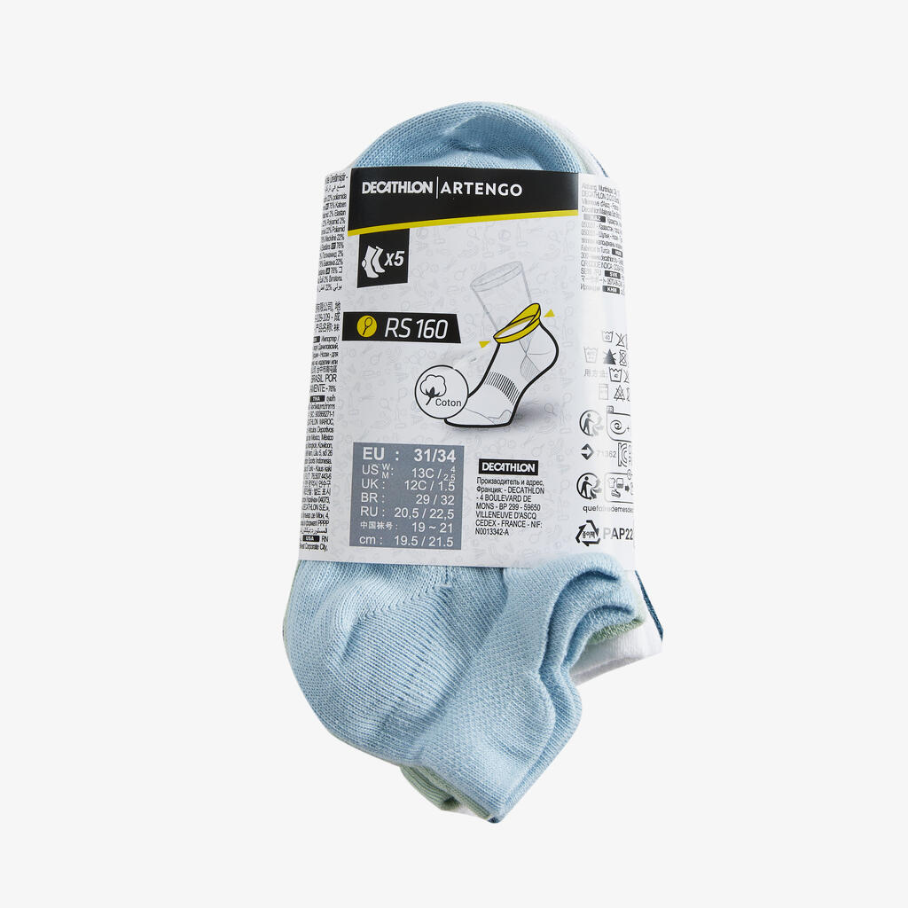 Kids' Tennis Low-Cut Socks RS160 5-Pack - Various Colours