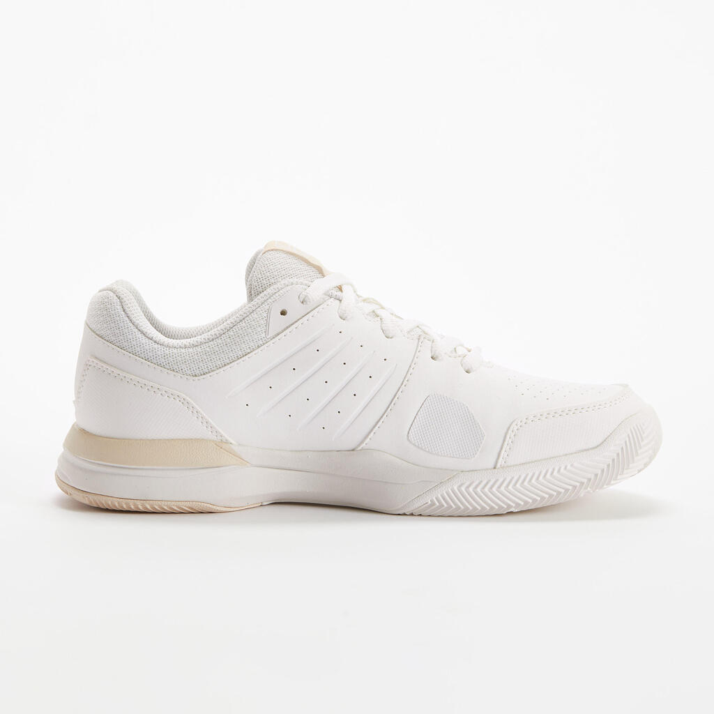 CHAUSSURES DE TENNIS  FEMME TERRE BATTUE TS500 BLANCHE MAGNOLIA