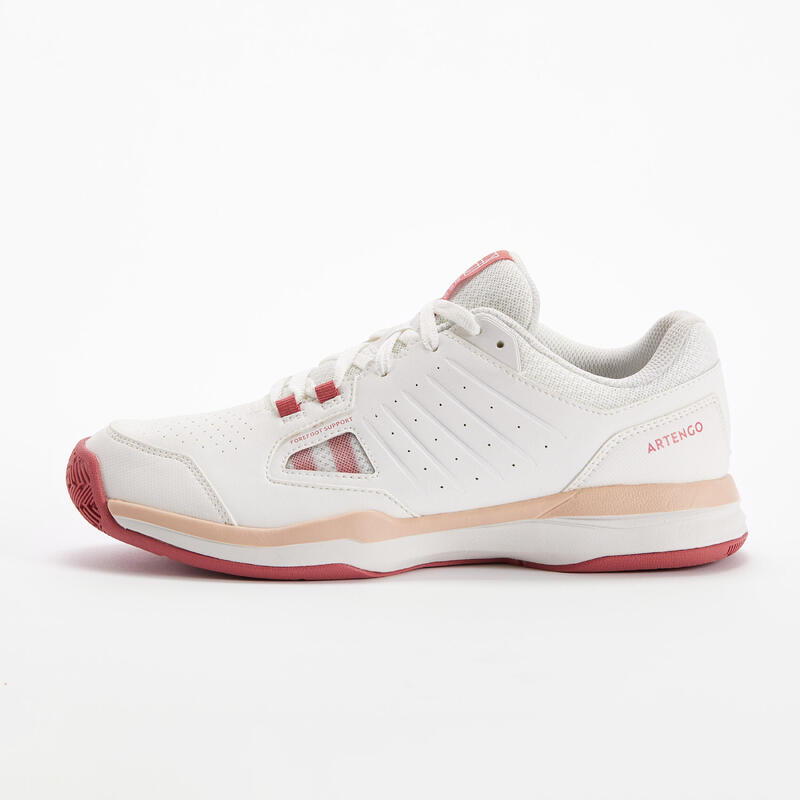 CHAUSSURES DE TENNIS  FEMME TS500 BLANC COTON