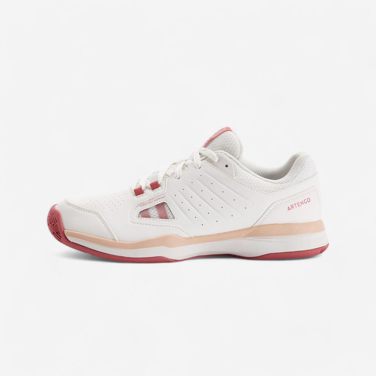 CHAUSSURES DE TENNIS  FEMME TS500 BLANC COTON