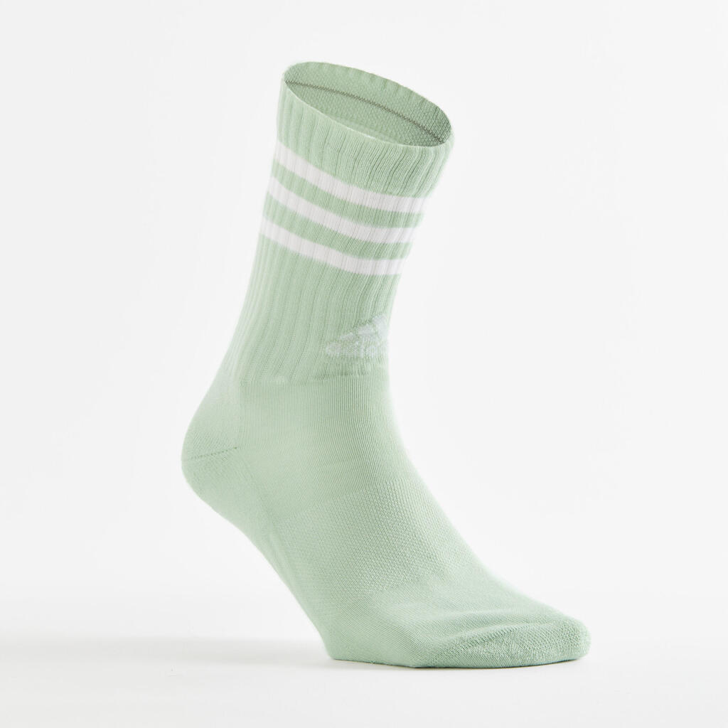 Športové vysoké ponožky 3 páry zeleno-ružové pruhy