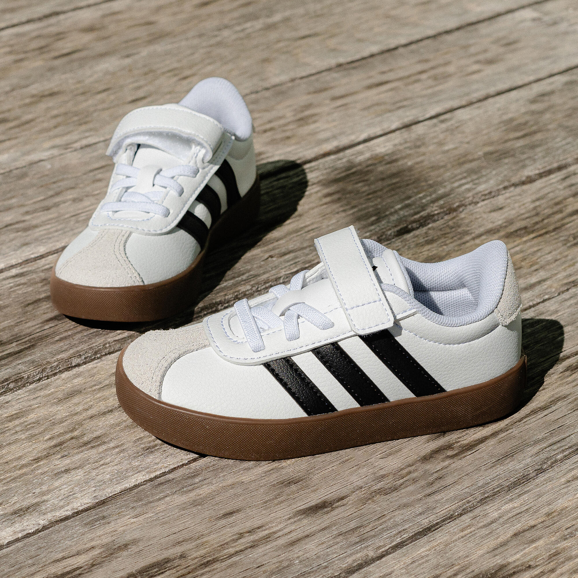 Sneakers ADIDAS bambino VL COURT bianco-nero-grigio dal 28 al 34 12/16