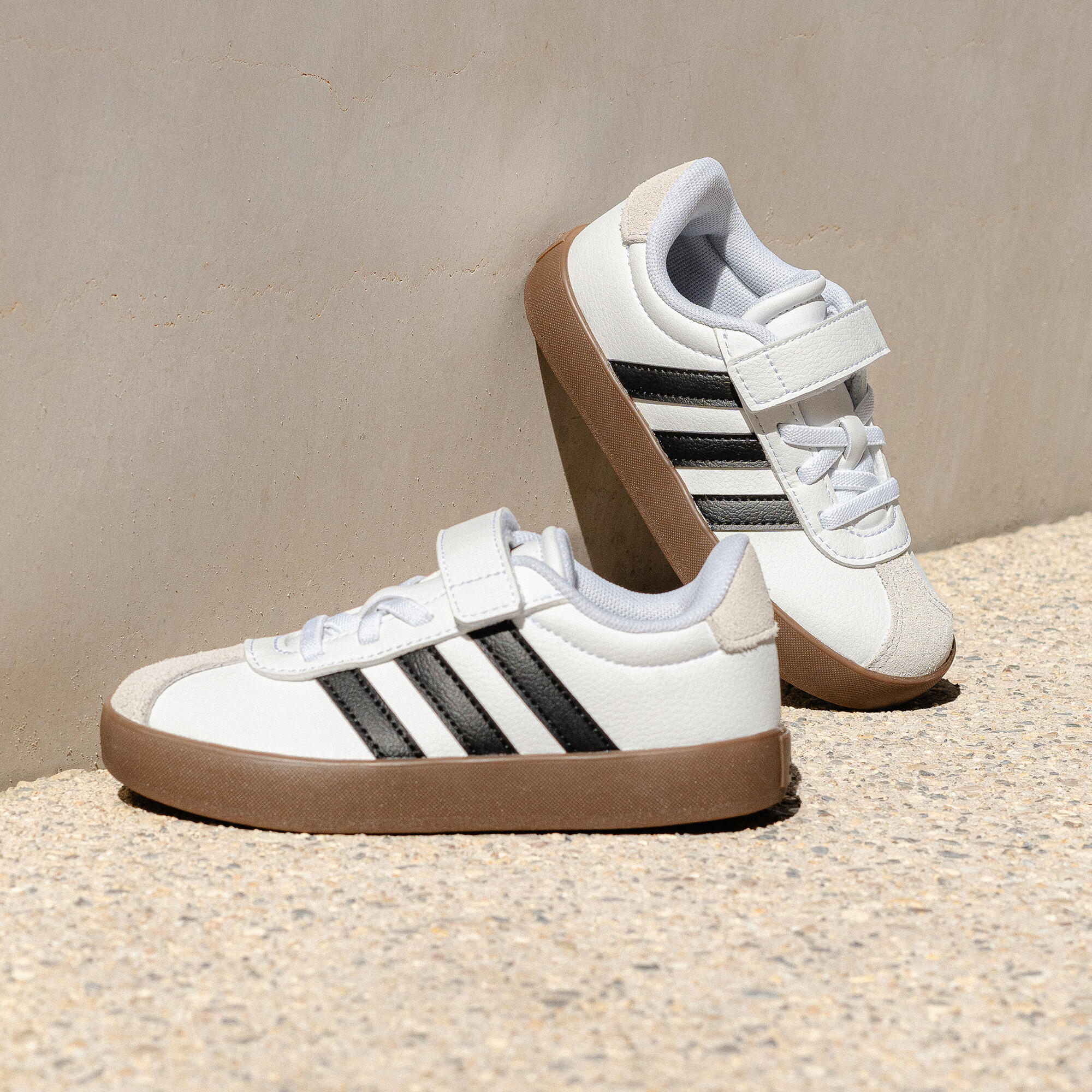 Sneakers ADIDAS bambino VL COURT bianco-nero-grigio dal 28 al 34 8/16