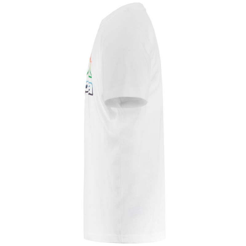 T-Shirt Uomo Kappa 100% cotone bianca Logo Colorato