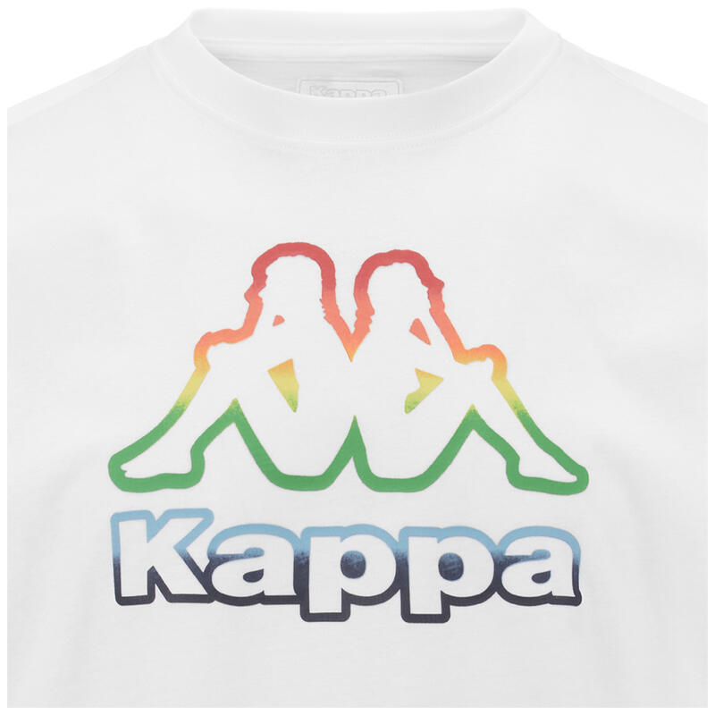 T-Shirt Uomo Kappa 100% cotone bianca Logo Colorato