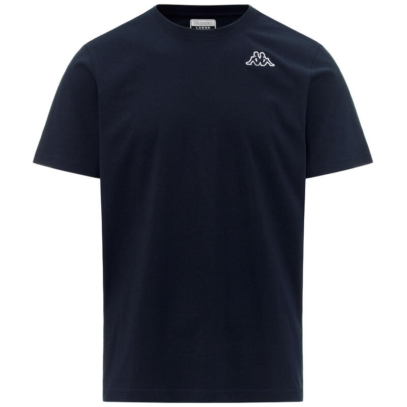 T-Shirt uomo Kappa 100% Cotone con loro piccolo Blue Navy