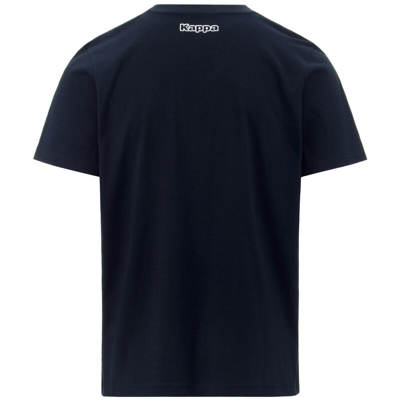 T-Shirt uomo Kappa 100% Cotone con loro piccolo Blue Navy