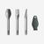 Set 3 couverts en acier inoxydable, cuillère-fourchette-couteau, boite rangement